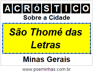 Acróstico Para Imprimir Sobre a Cidade São Thomé das Letras