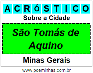 Acróstico Para Imprimir Sobre a Cidade São Tomás de Aquino