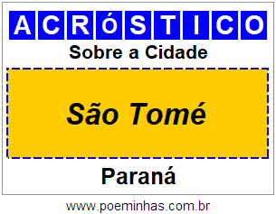 Acróstico Para Imprimir Sobre a Cidade São Tomé