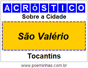 Acróstico Para Imprimir Sobre a Cidade São Valério