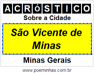 Acróstico Para Imprimir Sobre a Cidade São Vicente de Minas