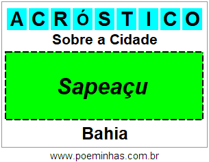 Acróstico Para Imprimir Sobre a Cidade Sapeaçu