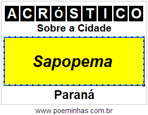 Acróstico Para Imprimir Sobre a Cidade Sapopema