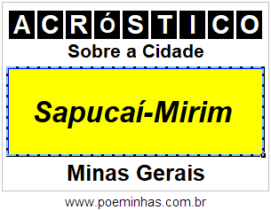 Acróstico Para Imprimir Sobre a Cidade Sapucaí-Mirim