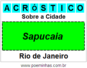 Acróstico Para Imprimir Sobre a Cidade Sapucaia