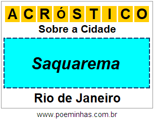 Acróstico Para Imprimir Sobre a Cidade Saquarema