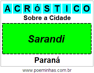 Acróstico Para Imprimir Sobre a Cidade Sarandi