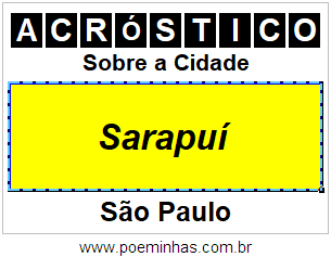 Acróstico Para Imprimir Sobre a Cidade Sarapuí