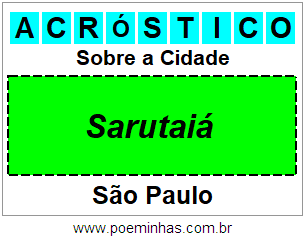 Acróstico Para Imprimir Sobre a Cidade Sarutaiá