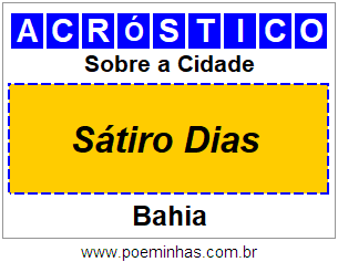 Acróstico Para Imprimir Sobre a Cidade Sátiro Dias