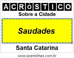 Acróstico Para Imprimir Sobre a Cidade Saudades