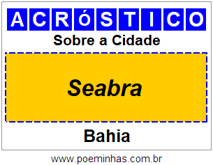 Acróstico Para Imprimir Sobre a Cidade Seabra