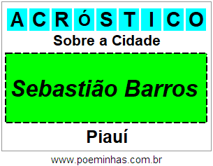 Acróstico Para Imprimir Sobre a Cidade Sebastião Barros