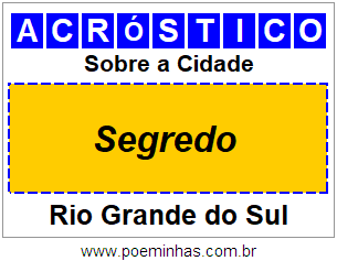 Acróstico Para Imprimir Sobre a Cidade Segredo