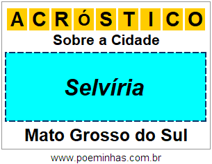 Acróstico Para Imprimir Sobre a Cidade Selvíria