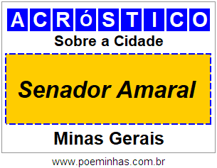 Acróstico Para Imprimir Sobre a Cidade Senador Amaral