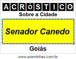 Acróstico Para Imprimir Sobre a Cidade Senador Canedo