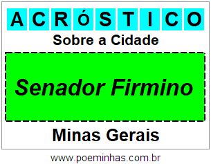 Acróstico Para Imprimir Sobre a Cidade Senador Firmino