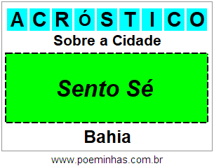 Acróstico Para Imprimir Sobre a Cidade Sento Sé