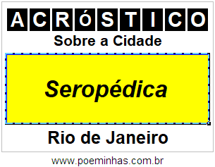 Acróstico Para Imprimir Sobre a Cidade Seropédica