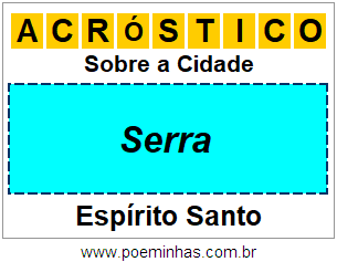 Acróstico Para Imprimir Sobre a Cidade Serra