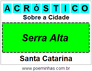 Acróstico Para Imprimir Sobre a Cidade Serra Alta