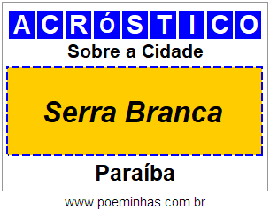 Acróstico Para Imprimir Sobre a Cidade Serra Branca