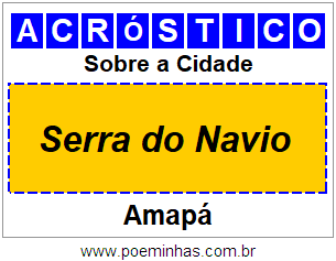 Acróstico Para Imprimir Sobre a Cidade Serra do Navio