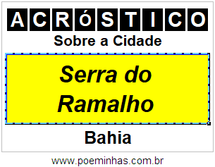 Acróstico Para Imprimir Sobre a Cidade Serra do Ramalho