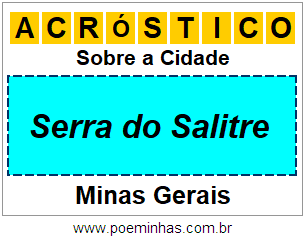 Acróstico Para Imprimir Sobre a Cidade Serra do Salitre