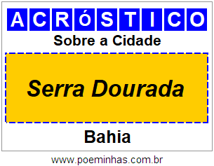 Acróstico Para Imprimir Sobre a Cidade Serra Dourada