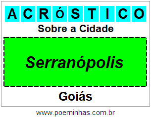 Acróstico Para Imprimir Sobre a Cidade Serranópolis