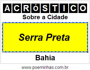 Acróstico Para Imprimir Sobre a Cidade Serra Preta