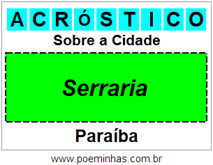 Acróstico Para Imprimir Sobre a Cidade Serraria