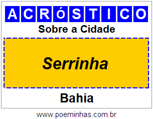 Acróstico Para Imprimir Sobre a Cidade Serrinha