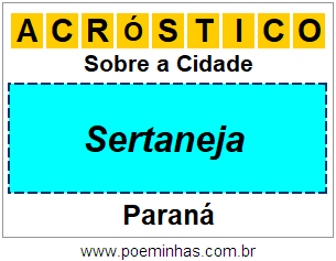 Acróstico Para Imprimir Sobre a Cidade Sertaneja