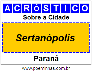 Acróstico Para Imprimir Sobre a Cidade Sertanópolis