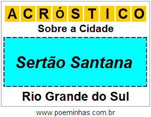 Acróstico Para Imprimir Sobre a Cidade Sertão Santana