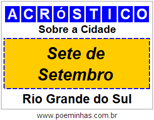 Acróstico Para Imprimir Sobre a Cidade Sete de Setembro