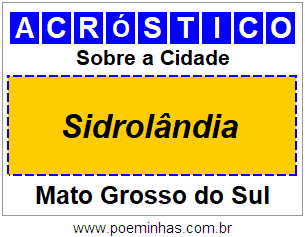 Acróstico Para Imprimir Sobre a Cidade Sidrolândia