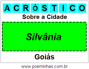 Acróstico Para Imprimir Sobre a Cidade Silvânia