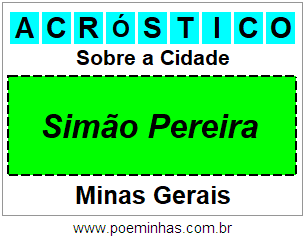 Acróstico Para Imprimir Sobre a Cidade Simão Pereira