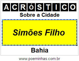 Acróstico Para Imprimir Sobre a Cidade Simões Filho