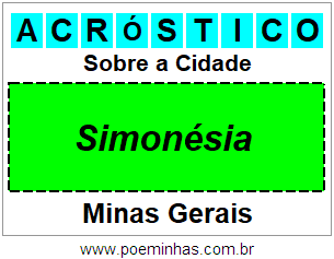 Acróstico Para Imprimir Sobre a Cidade Simonésia