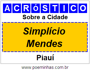 Acróstico Para Imprimir Sobre a Cidade Simplício Mendes