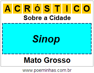 Acróstico Para Imprimir Sobre a Cidade Sinop