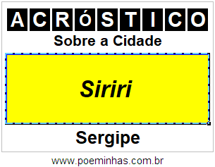 Acróstico Para Imprimir Sobre a Cidade Siriri