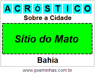 Acróstico Para Imprimir Sobre a Cidade Sítio do Mato