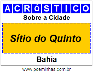 Acróstico Para Imprimir Sobre a Cidade Sítio do Quinto