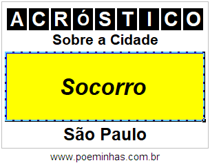 Acróstico Para Imprimir Sobre a Cidade Socorro